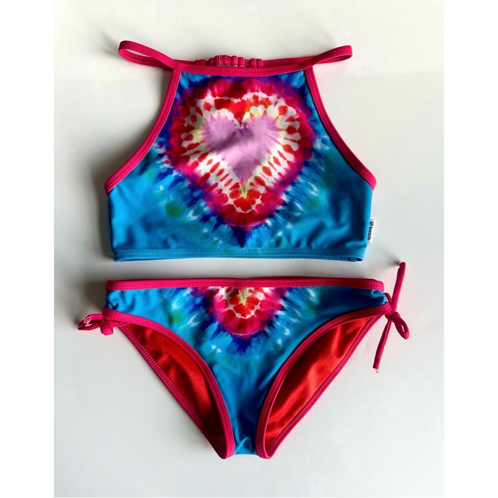 Limeapple Shanee Tie-Dye Heart Bikini - Blue and Pink